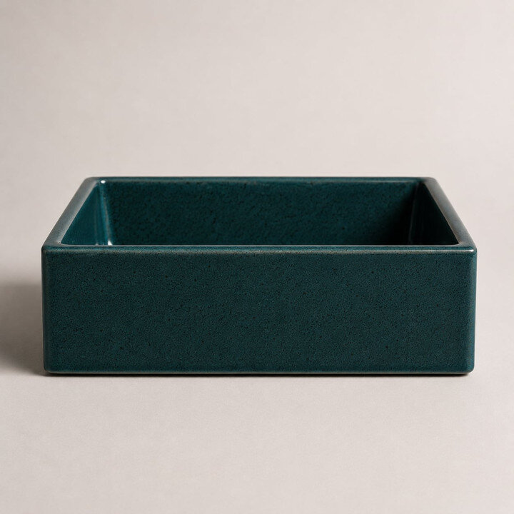 Lavabo rettangolare — Deep teal glaze