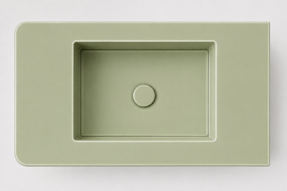 Slim wall-mounted basin — Sage green glaze