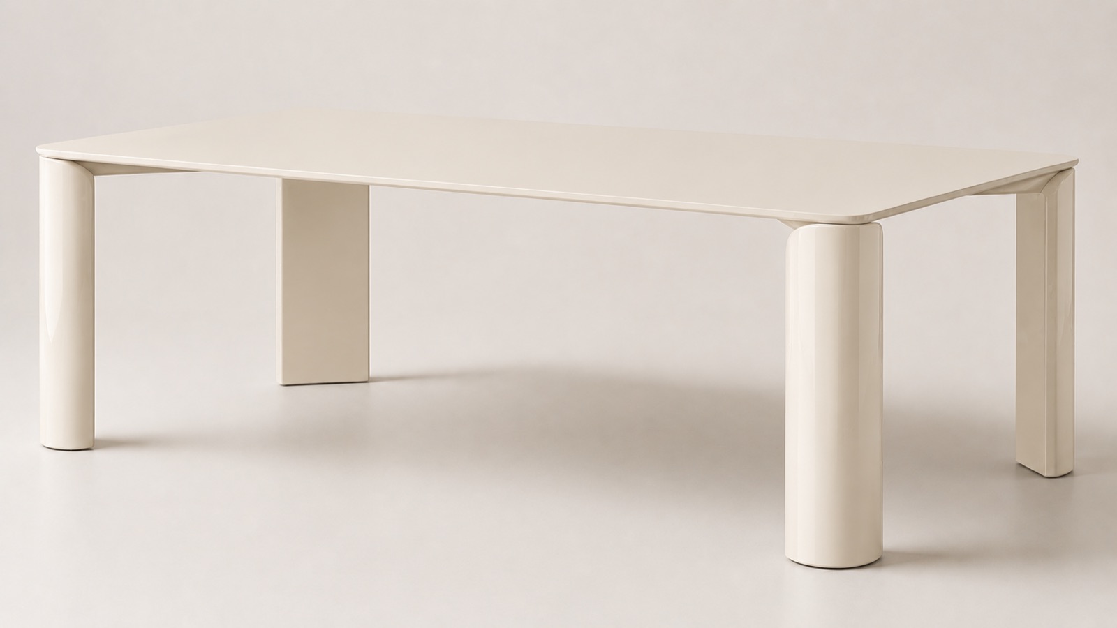 Monolite dining table in ivory lacquer